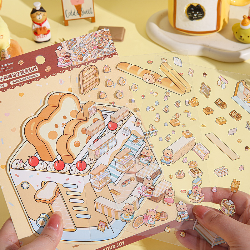 3D Printing Construction - Urso creme pet diorama adesivos estilo